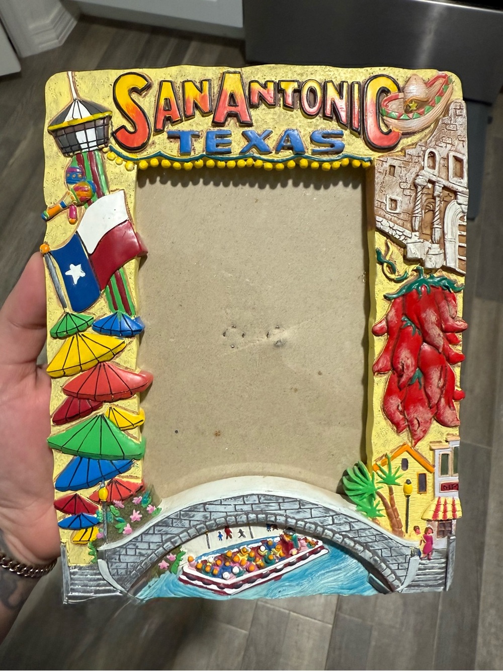 San Antonio Texas Colorful Decorative Photo Frame - Yellow & Multicolor